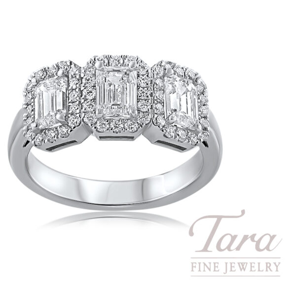 18K White Gold 3-Stone Diamond Band 2.14TDW, 5.6G