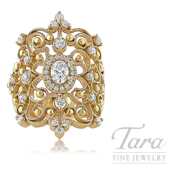 Norman Covan 18K Rose Gold Diamond Estate Ring .99TDW, 11.0G