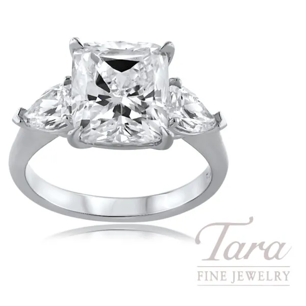 Spectacular Platinum GIA Certifed Cushion Cut Diamond Ring J-SI1, 6.36TDW
