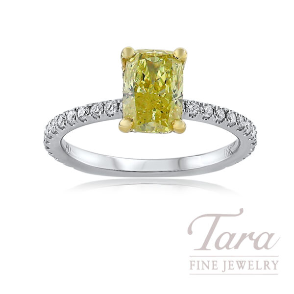 18K White and Yellow Gold Fancy Intense Yellow Diamond Ring 1.99TDW, I-1