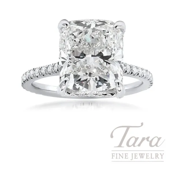 Magnificent De Beers Forevermark 18K White Gold Cushion Cut Diamond Engagement Ring, 6.51TDW