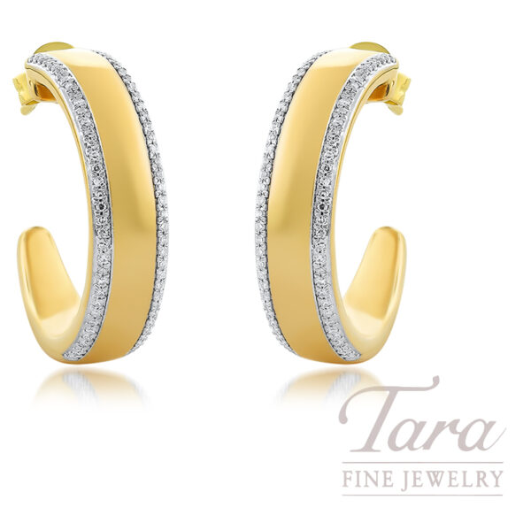 18K Yellow Gold Diamond Hoop Earrings, 0.31TDW