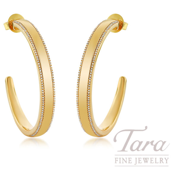 18K Yellow Gold Diamond Hoop Earrings 0.64TDW