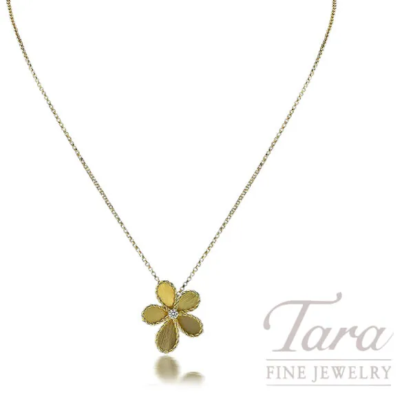 Roberto Coin 18K Yellow Gold Diamond Flower Necklace