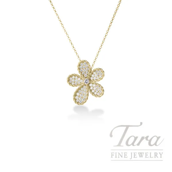 Roberto Coin 18K Yellow Gold Diamond Flower Petal Necklace