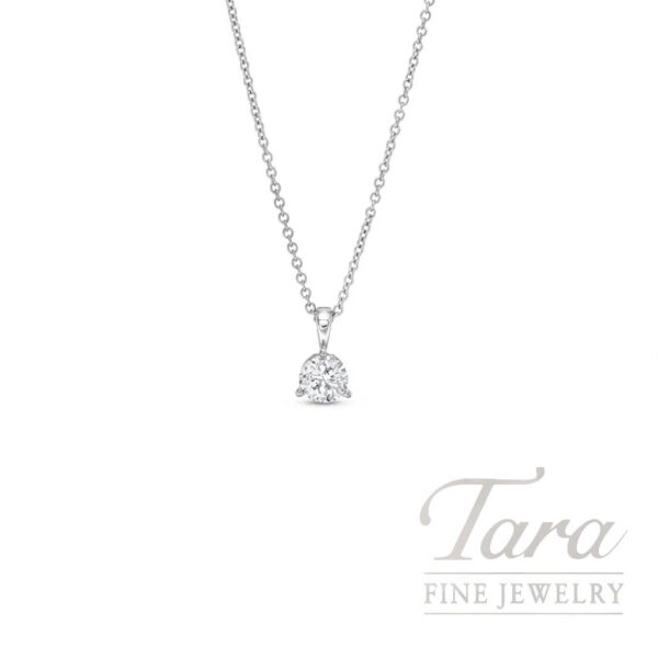 18K White Gold Diamond Pendant, .61CT