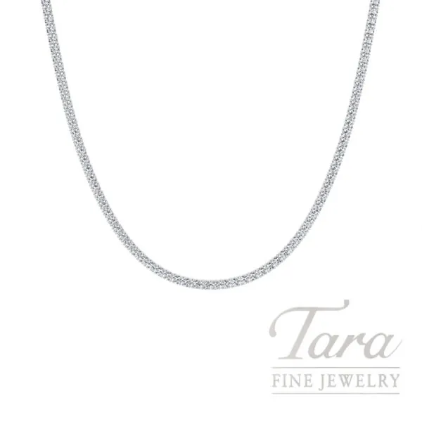 18K White Gold Natural Diamond Tennis Necklace, 163 Diamonds 7.40TDW