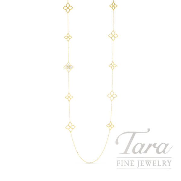 Roberto Coin 18K Yellow Gold Diamond Flower Station Necklace 0.16TDW