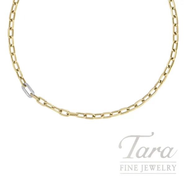 Roberto Coin 18K Yellow & White Gold Diamond Chain Link Necklace