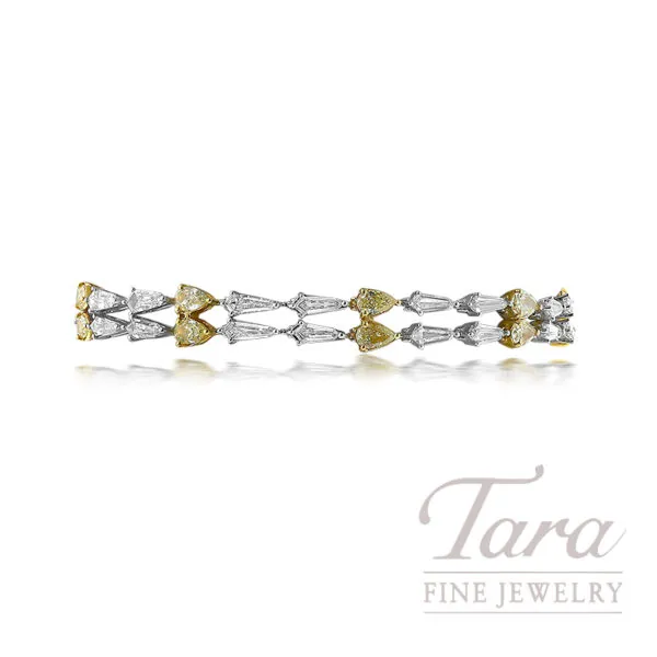 18K White and Yellow Gold Fancy Yellow Diamond Bracelet 10.72TDW