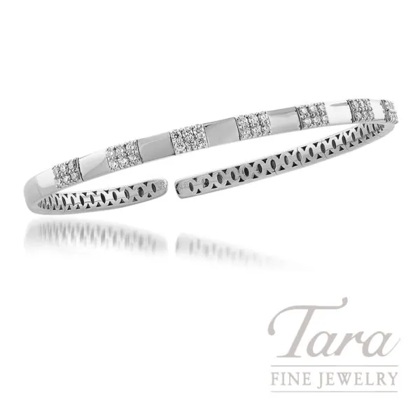 18K White Gold Diamond Bangle, 0.65CT