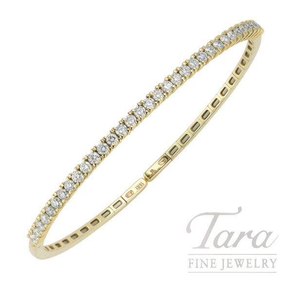 18K Yellow Gold Diamond Bangle Bracelet, 1.35TDW, 10.7G