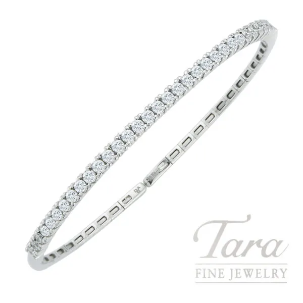 18K WhiteGold Diamond Bangle Bracelet, 1.35TDW, 9.9G