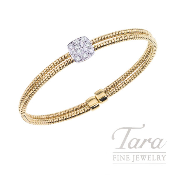 18K Yellow and White Gold Diamond Bangle Bracelet, .45TW, 12.4G
