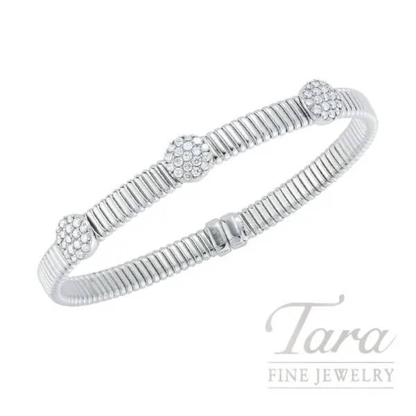 18K White Gold Diamond Flex Bangle, 0.80TDW, 12.7G