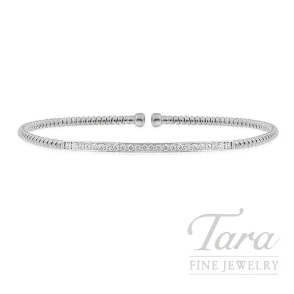 18K White Gold Diamond Bangle Bracelet, 5.9G, 0.25TDW