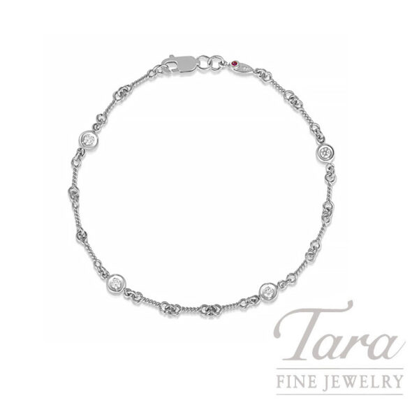 Roberto Coin 18K White Gold Diamond Bezel Chain Bracelet, 0.16TDW