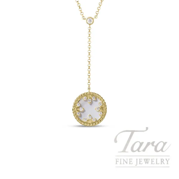 Roberto Coin 18K Yellow Gold Mother of Pearl & Diamond Medallion Lariat Necklace, 2.00TGW, 0.07TDW