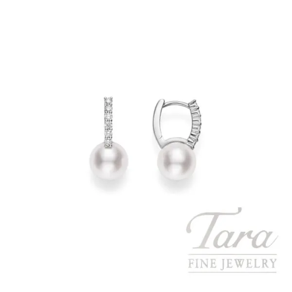 Mikimoto 18K White Gold Akoya Cultured Pearl and Diamond Classic Elegance Earrings