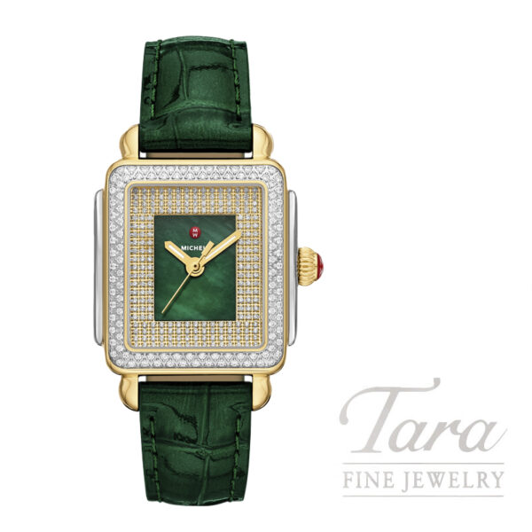 MICHELE Special Edition Deco Madison Mid Pave Diamond Two-Tone 18K Gold Plated Watch, 31MM