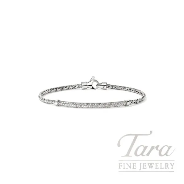 John Hardy Essential Pavé Bracelet, Sterling Silver, Diamonds, 2.5MM