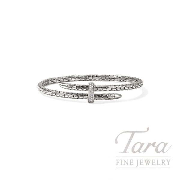 John Hardy Spear Flex Cuff, Sterling Silver, .Diamond 16CT,4MM