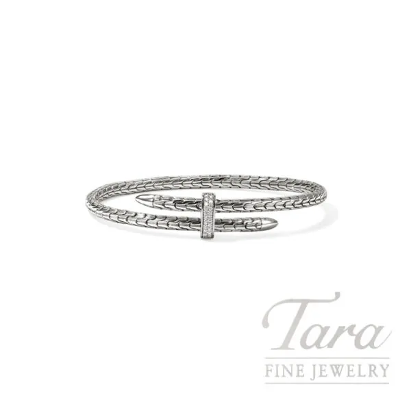 John Hardy Spear Flex Cuff, Sterling Silver, .Diamond 16 CT,4MM