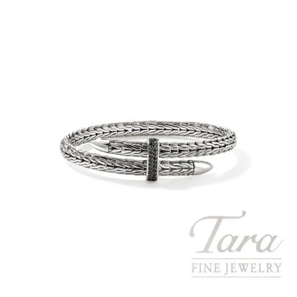 John Hardy Spear Flex Cuff, Sterling Silver, Black Sapphire, 5.5MM