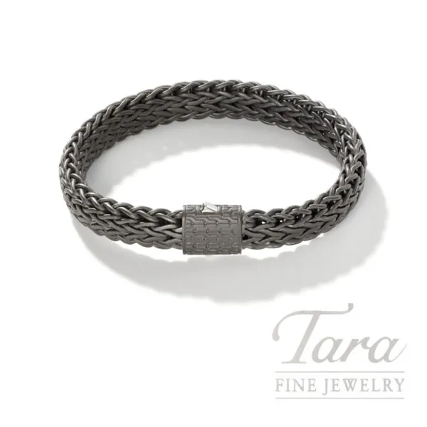 John Hardy Icon Flat Bracelet, Dark Silver, 11MM