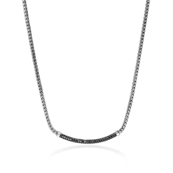 John Hardy Essential Pavé Necklace, Sterling Silver, Gemstones, 2.5MM