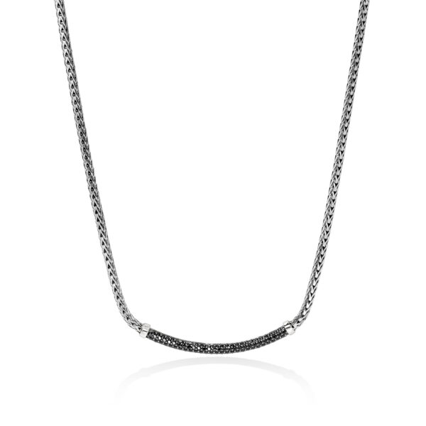 John Hardy Essential Pavé Necklace, Sterling Silver, Gemstones, 2.5MM