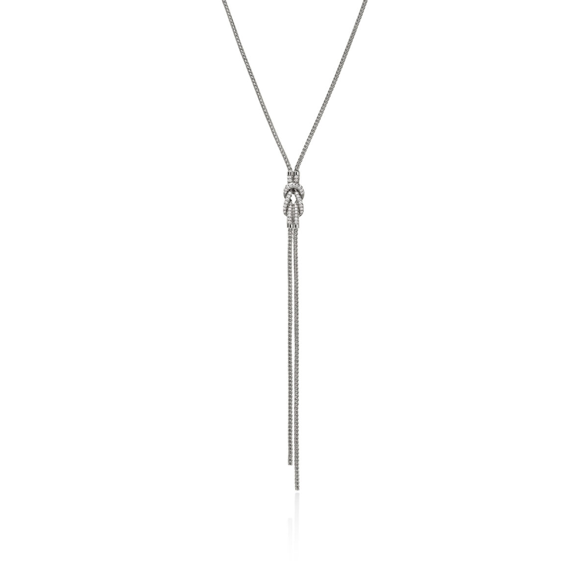 John Hardy Love Knot Y Necklace, Sterling Silver, Diamonds