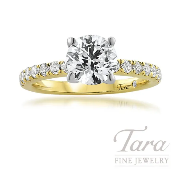 18K Yellow Gold French Pave Diamond Setting, 0.63TDW