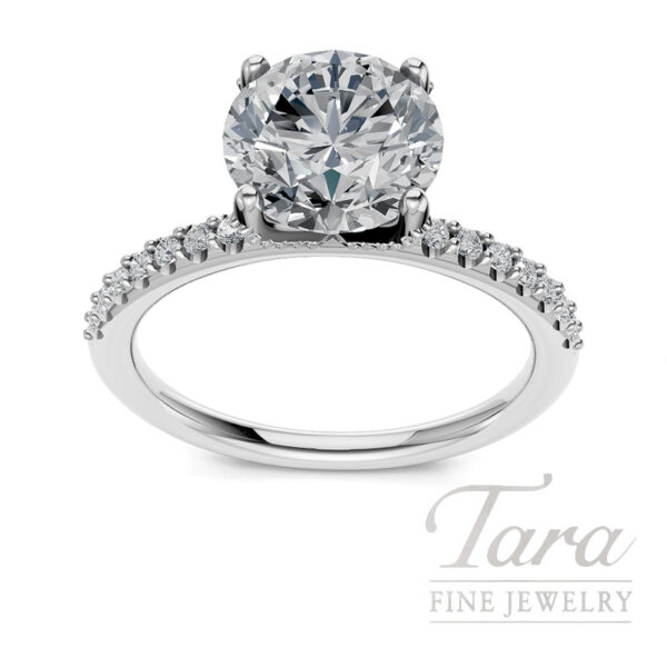 18K White Gold Diamond Engagement Ring Setting, 0.25TDW
