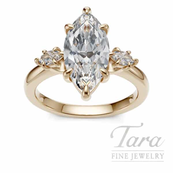 18K Yellow Gold Diamond Engagement Ring Setting, 0.33TDW