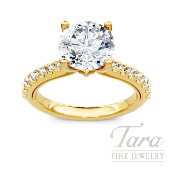 18K Yellow Gold Diamond Engagement Ring Setting, 0.33TDW