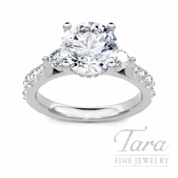 18K White Gold Diamond Engagement Ring Setting, 0.50TDW