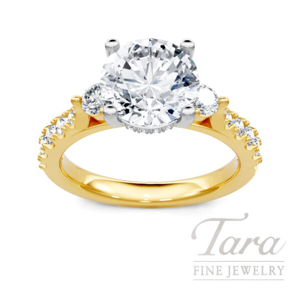 18K Yellow Gold Diamond Engagement Ring Setting, 0.50TDW