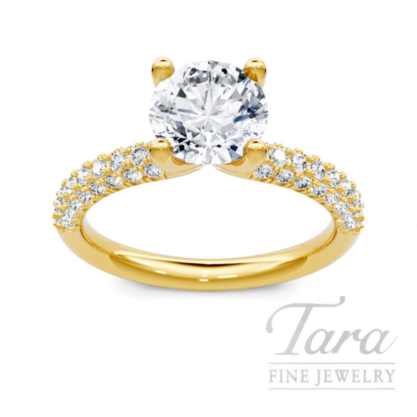 18K Yellow Gold Diamond Engagement Ring Setting, 0.40TDW
