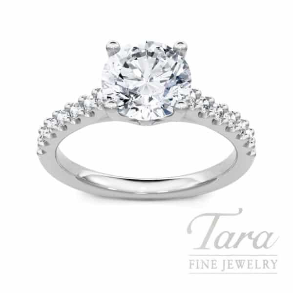 18K White Gold Diamond Engagement Ring Setting, 0.25TDW