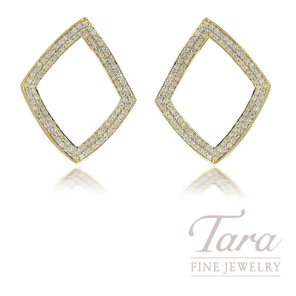 18K Yellow Gold Diamond Earrings 1.22TDW, 9.2G