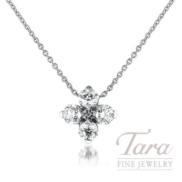 Roberto Coin 18K White Gold Love in Verona Diamond Flower Pendant, .55TDW