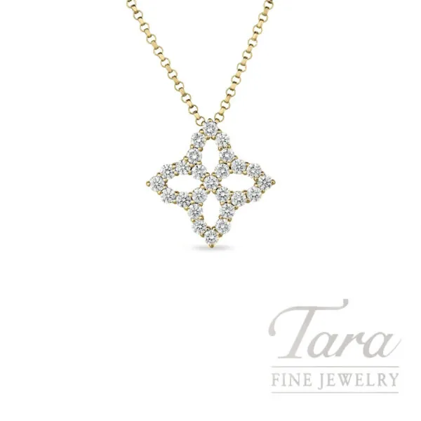 Roberto Coin 18K Yellow Gold Diamond Venetian Princess Flower Necklace, .50TW