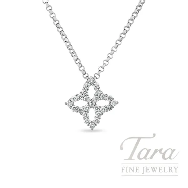 Roberto Coin 18K White Gold Princess Flower Diamond Pendant Necklace, 0.16TDW