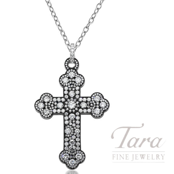 Norman Covan 18K White Gold Diamond Reversible Cross Pendant 3.05TDW, 10.4G