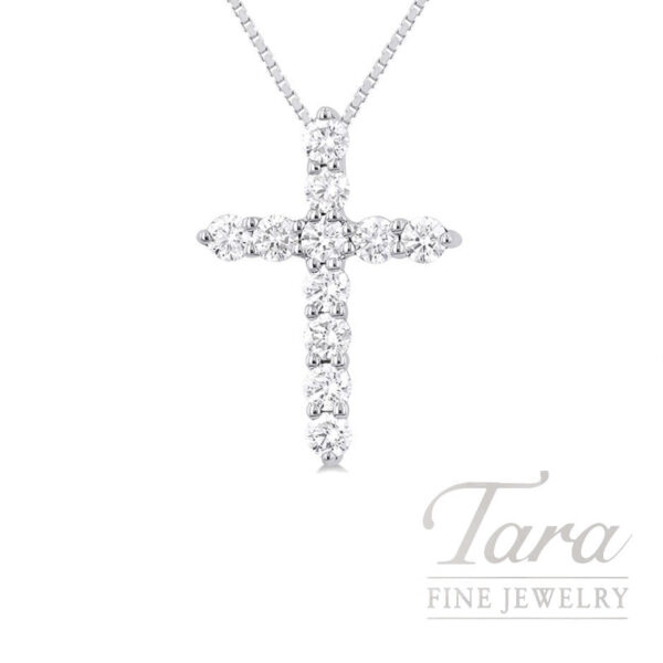 14K White Gold Diamond Cross Pendant Necklace, 0.33TDW
