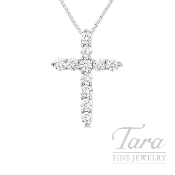 14K White Gold Diamond Cross Pendant Necklace, 0.50TDW