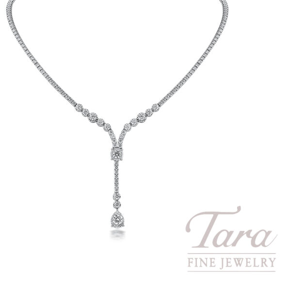 18K White Gold Diamond Lariat Necklace 4.34TDW, 14.9G