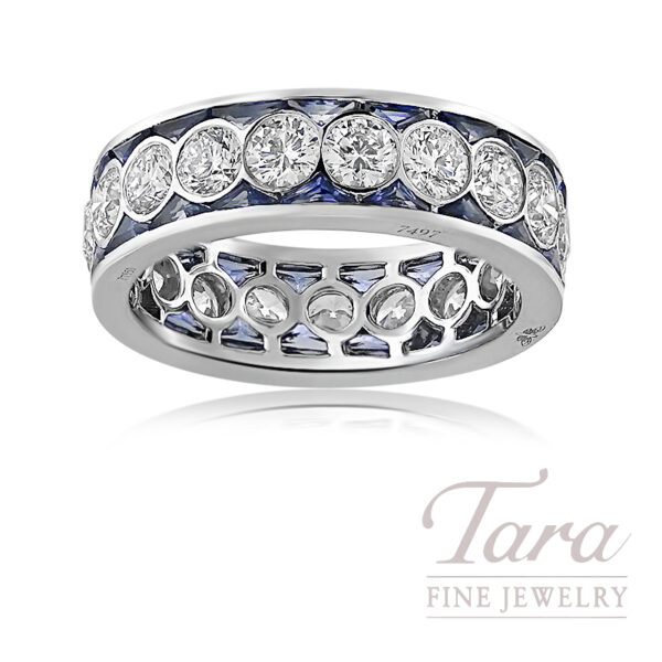 Platinum Sapphire Diamond Ring, Sapphires 4.66TW, Diamonds 2.35TW