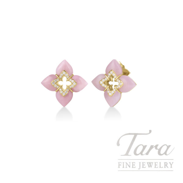 Roberto Coin 18K Yellow Gold Venetian Princess Pink Opal & Diamond Earrings, 5.65TGW, 0.17TDW